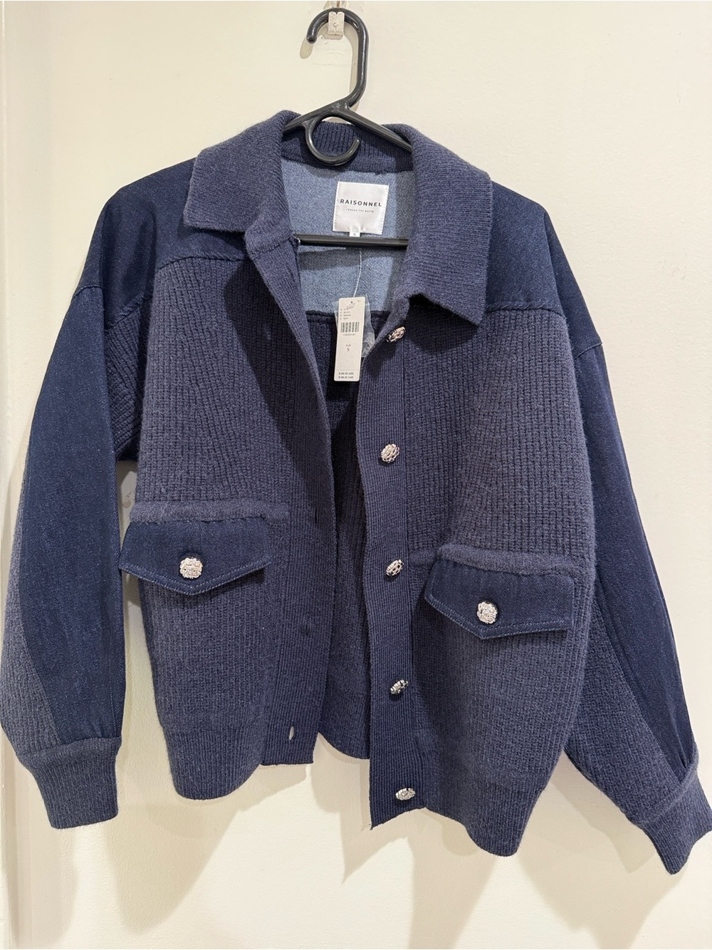 Raisonnel Navy Knit Sweater Jacket